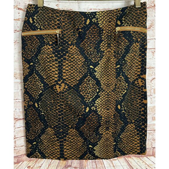 Ellen Tracy Snake Skin Print Pencil Skirt Sz 8 Stretch Knee Length - Picture 6 of 7
